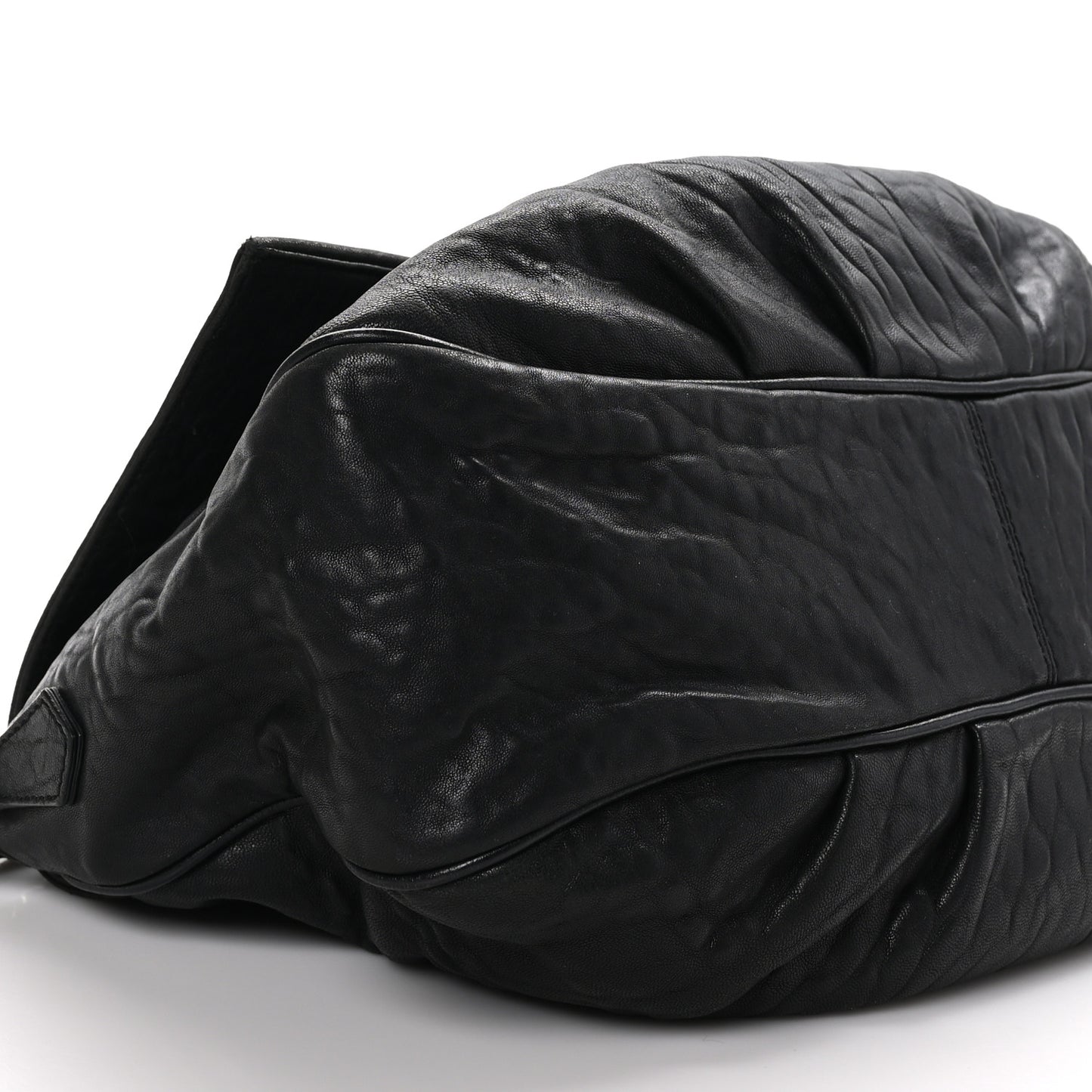 Crinkled Lambskin Mia Shoulder Flap Black