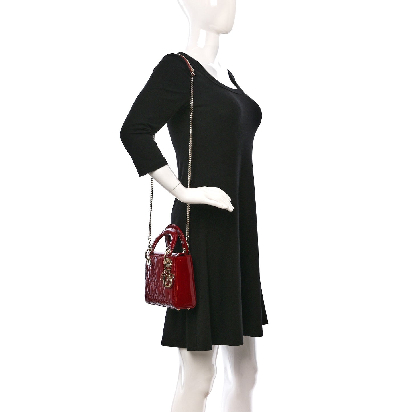 Patent Cannage Mini Lady Dior Red
