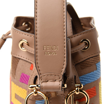 Fendi Canvas Vitello King F is Fendi FF Multicolor Embroidered Mini Mon Tresor Bucket Bag Multicolor Cuoio 9 of 11
