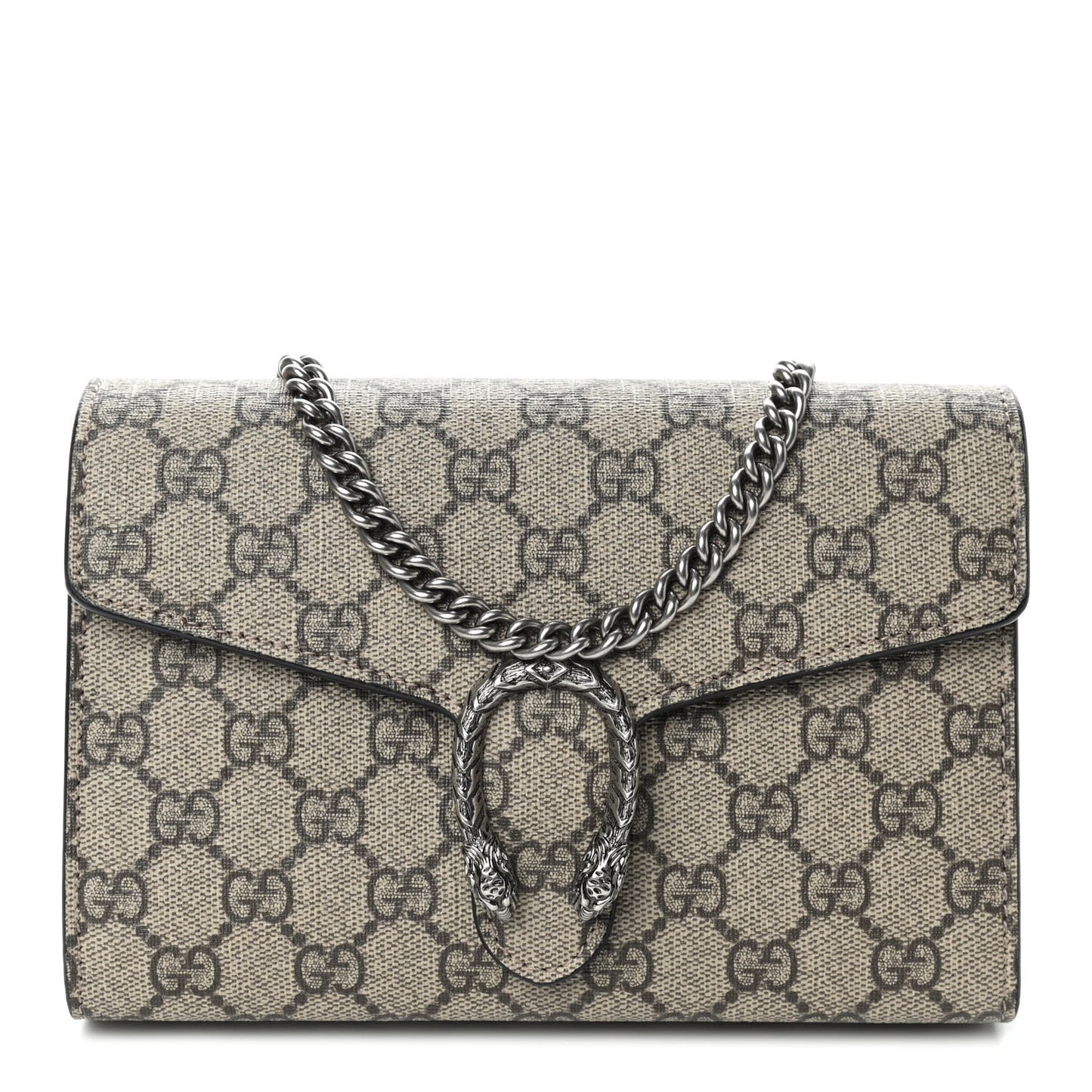 GG Supreme Monogram Mini Dionysus Chain Wallet Beige Black