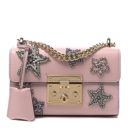 Gucci Calfskin Crystal Star Embroidered Small Padlock Shoulder Bag Perfect Pink Multicolor 1 of 11