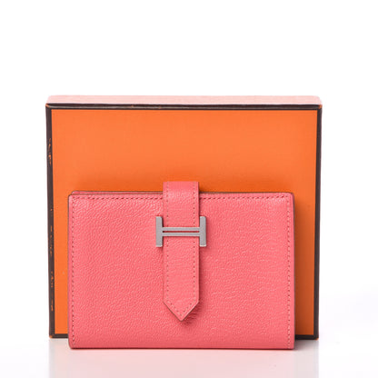 Hermes Chevre Mysore Mini Bearn Wallet Rose Lipstick 8 of 8