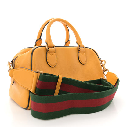 Gucci X ADIDAS Textured Dollar Calfskin Web Trefoil Logo Embossed Mini Bowling Bag Crop Black 3 of 11