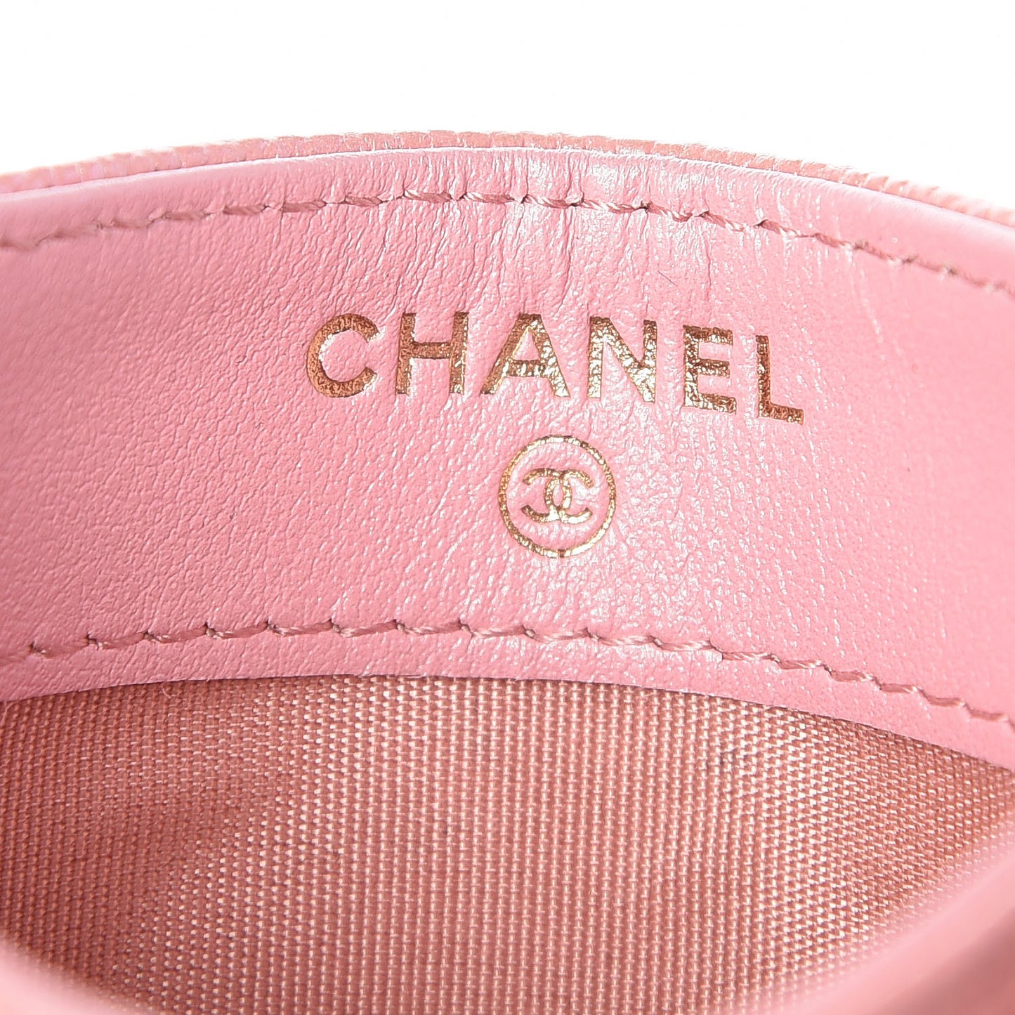 Iridescent Caviar Quilted Card Holder Rose Pink