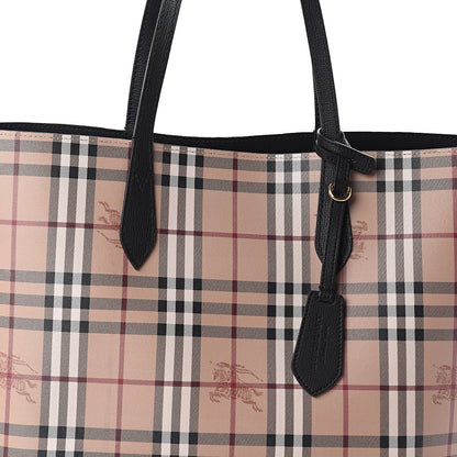 Burberry Grainy Calfskin Haymarket Check Medium Reversible Tote Black 5 of 7