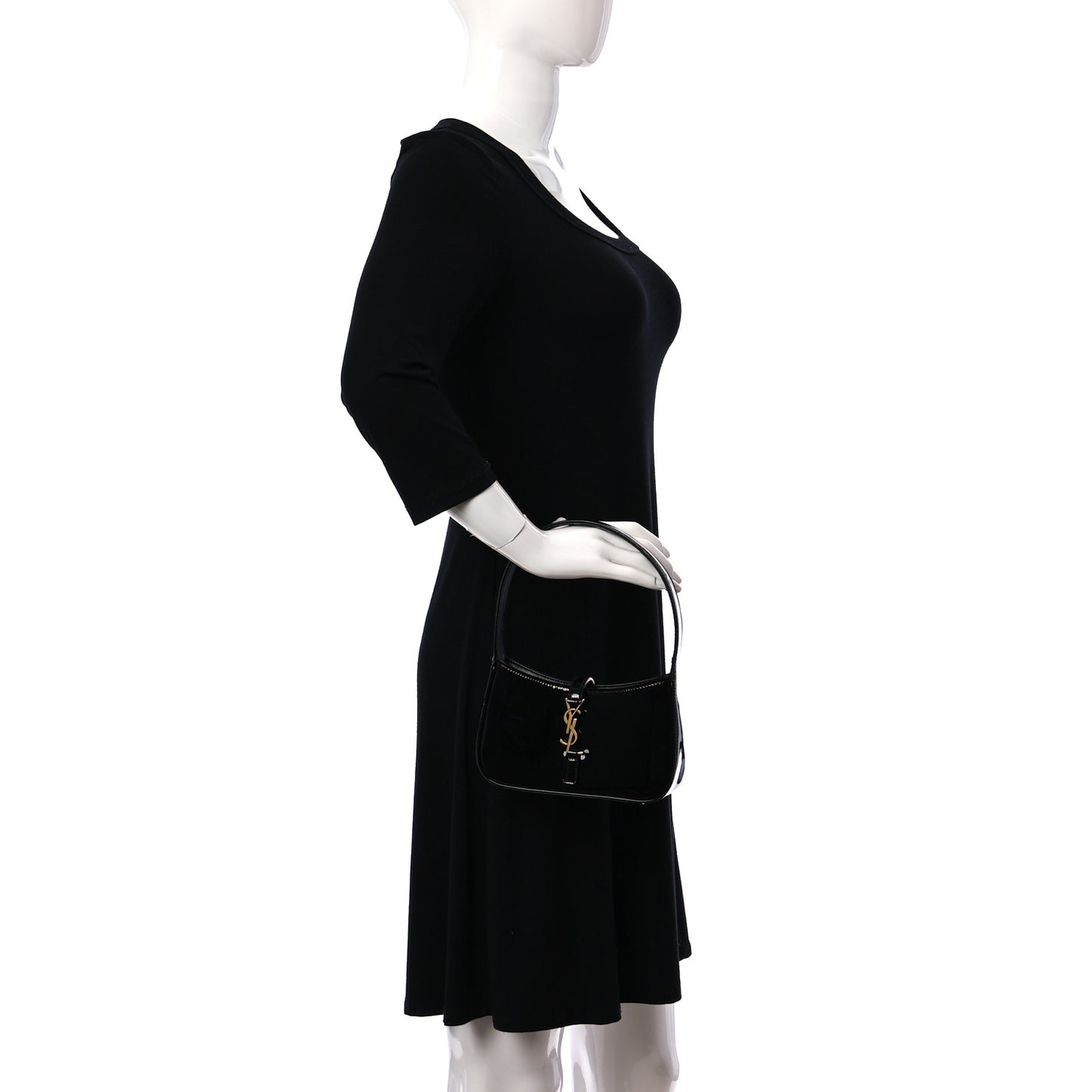 Patent Calfskin Le 5 A 7 Mini Hobo Black