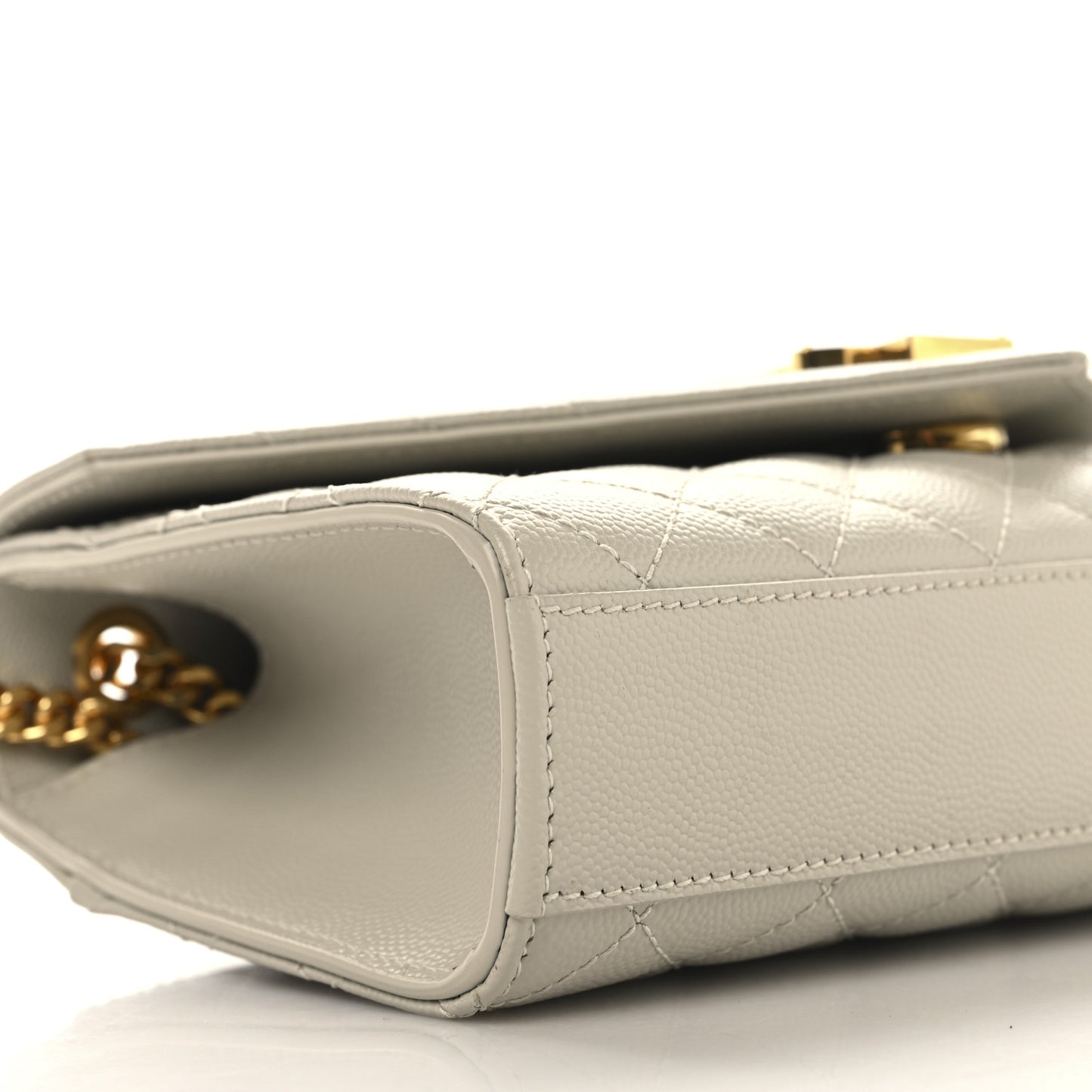 Grain De Poudre Textured Mixed Matelasse Triquilt Small Monogram Satchel Crema Soft