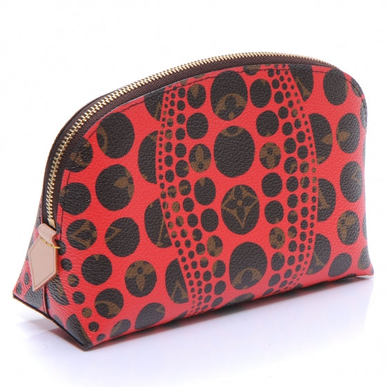 Louis Vuitton Monogram Kusama Pumpkin Dots Cosmetic Pouch Red 3 of 8
