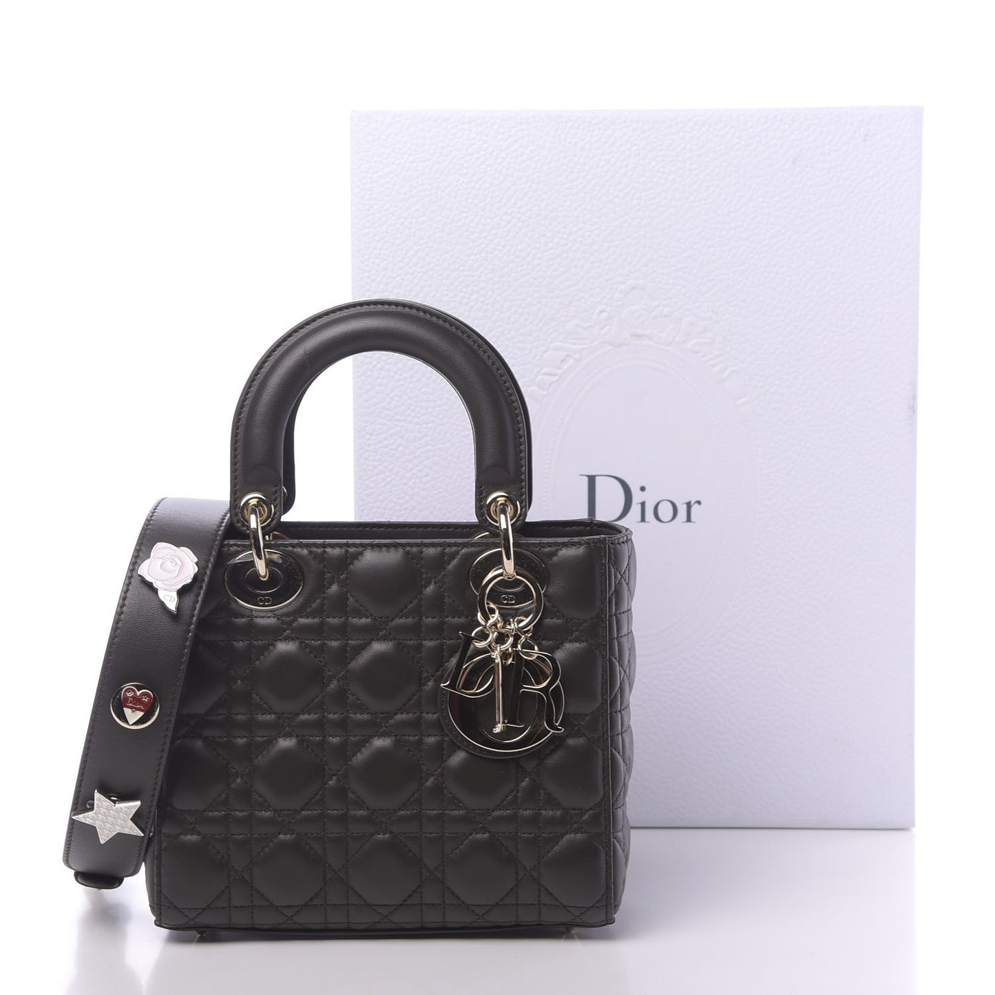 Lambskin Cannage Small Lucky Badges My Lady Dior Black