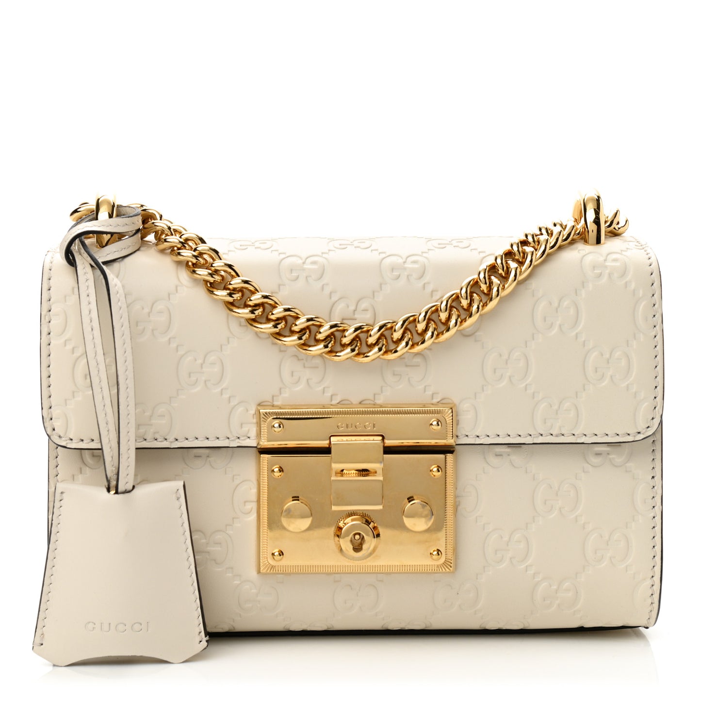 Guccissima Small Padlock Shoulder Bag White