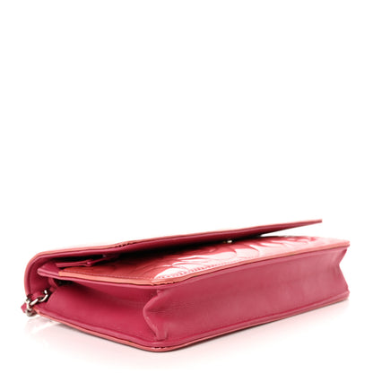 Chanel Patent Camellia Embossed Wallet on Chain WOC Rose 4 of 24