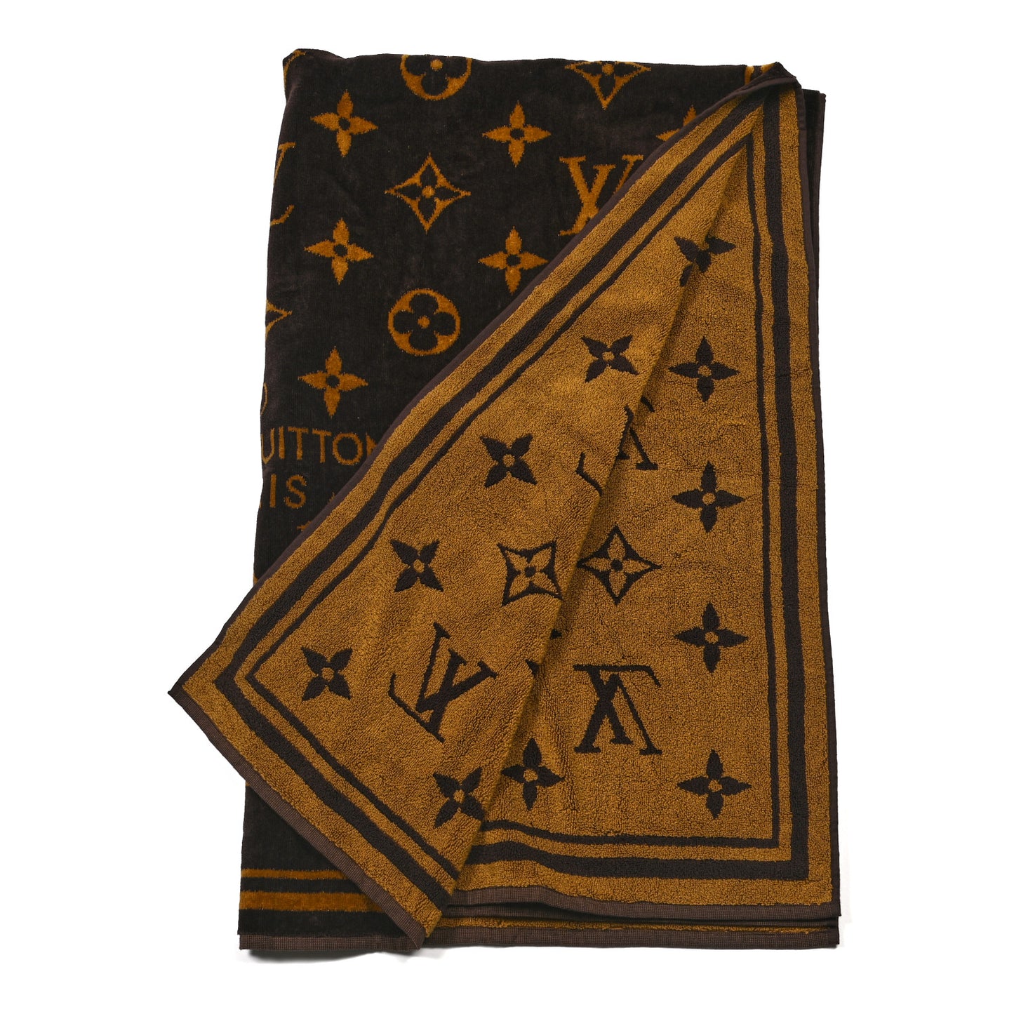 Cotton Monogram Classic Beach Towel Brown
