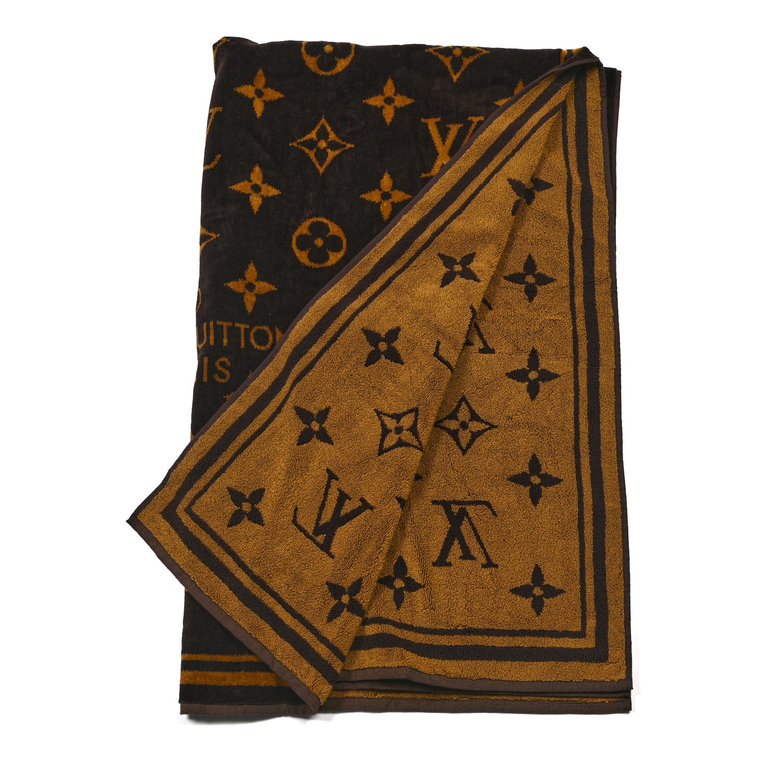 Louis Vuitton Cotton Monogram Classic Beach Towel Brown 2 of 3