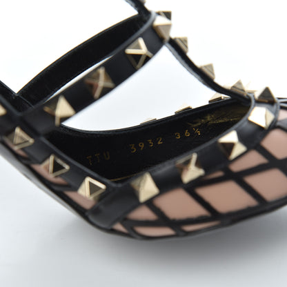 Valentino Garavani Calfskin Nappa Boudoir Rockstud Ankle Strap 100mm Pumps 36.5 Rose Cannelle Black 9 of 15