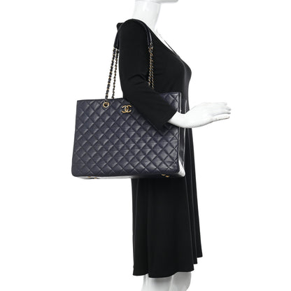 Chanel Caviar Quilted Large CC Shopping Tote Navy 2 of 11