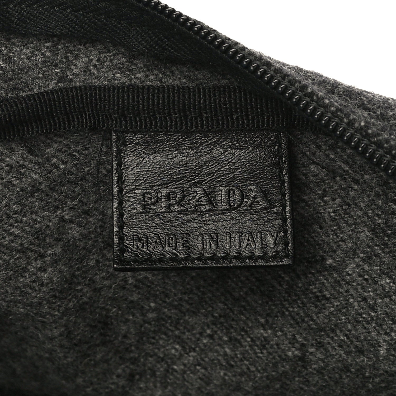 Prada Wool Calfskin Pouch Grey 6 of 11