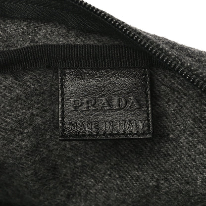 Prada Wool Calfskin Pouch Grey 6 of 11