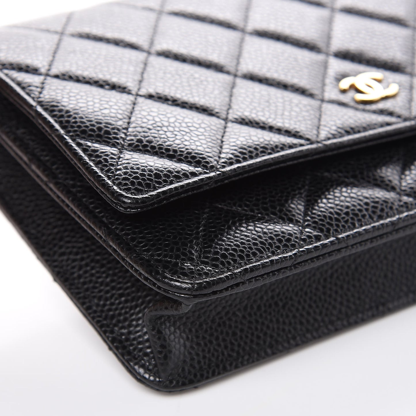 Caviar Quilted Wallet On Chain WOC Black