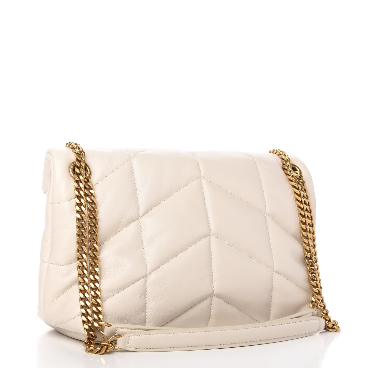 Saint Laurent Lambskin Quilted Small Loulou Puffer Monogram Chain Satchel Crema Soft 3 of 11
