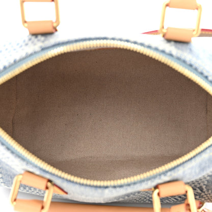 Louis Vuitton Damier Denim 3D Speedy Bandouliere 25 Bleu 6 of 10