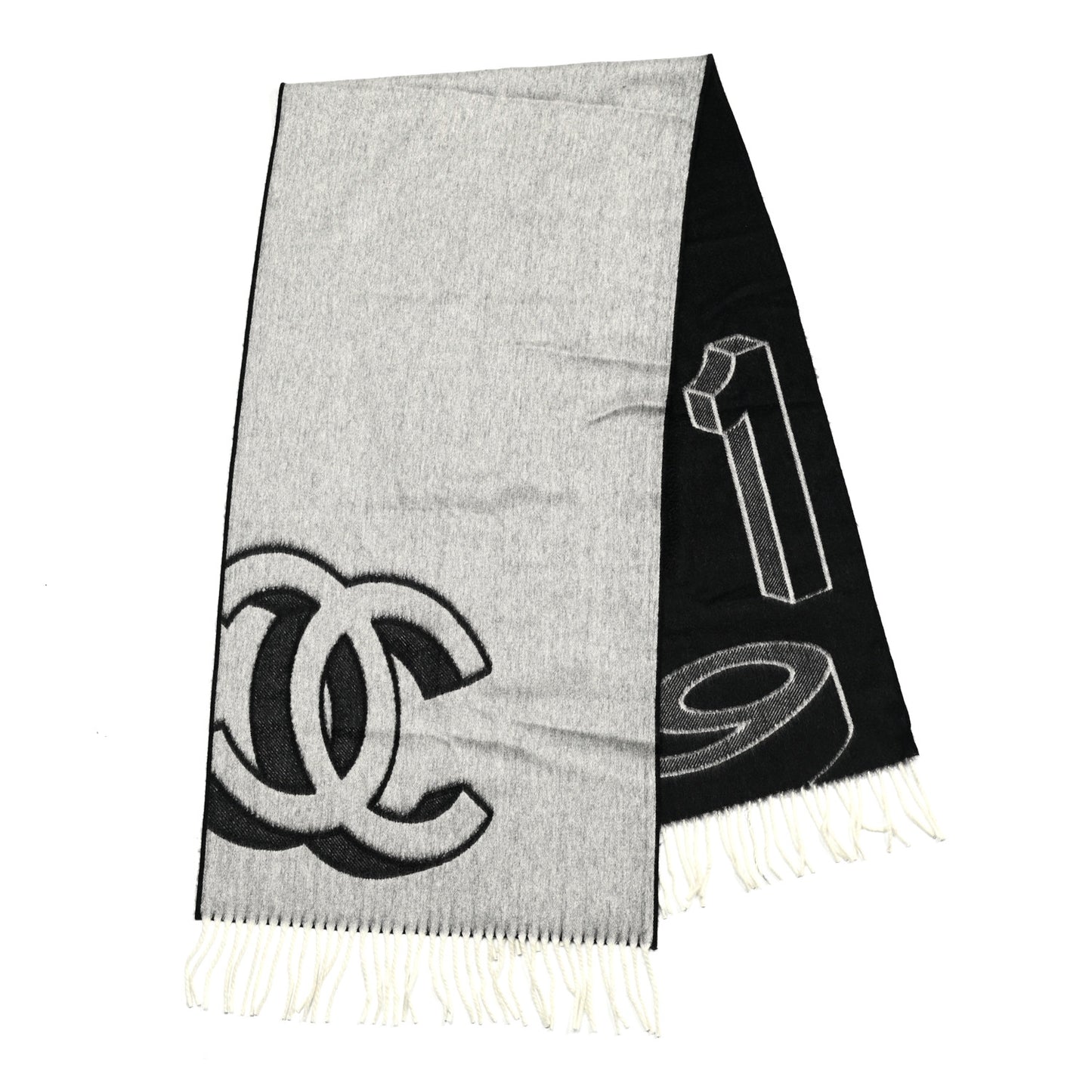 CC Fringe Stole Black White