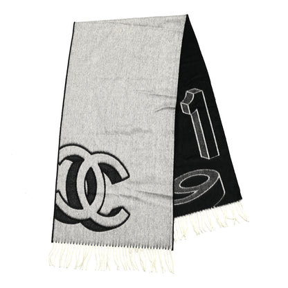 Chanel CC Fringe Stole Black White 2 of 4