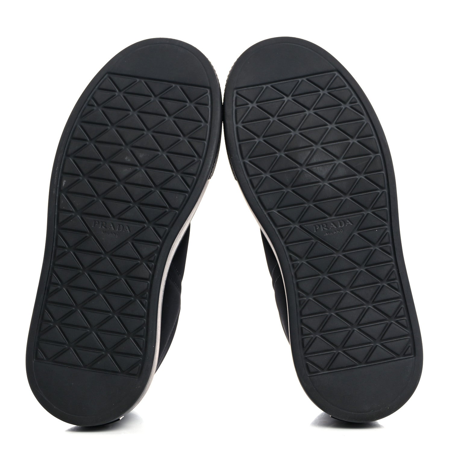 Prada Re-Nylon Spazzolato Rubber Triangle Logo Macro Quilted Womens 45mm Platform Sneakers 37 Black 5 of 8