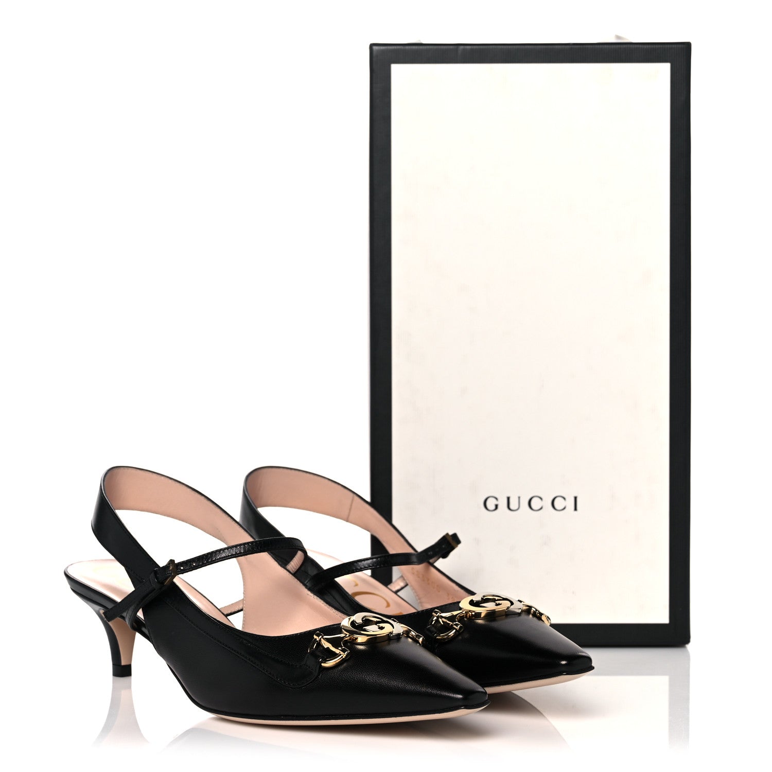 Gucci Malaga Kid Zumi Low Heel Slingback Pumps 38.5 Black 9 of 9
