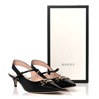 Gucci Malaga Kid Zumi Low Heel Slingback Pumps 38.5 Black 9 of 9