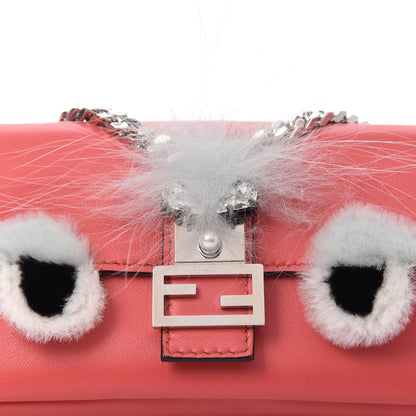 Fendi Nappa Rabbit Fox Fur Micro Buggie Baguette Coral 8 of 8