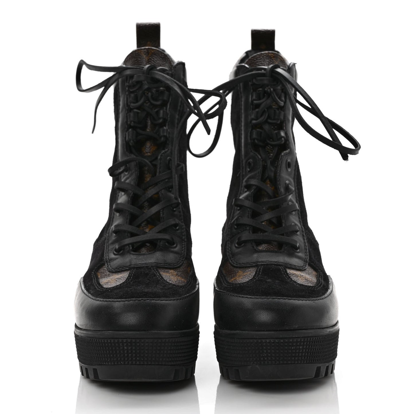 Suede Calfskin Monogram Laureate Platform Desert Boots 37 Black
