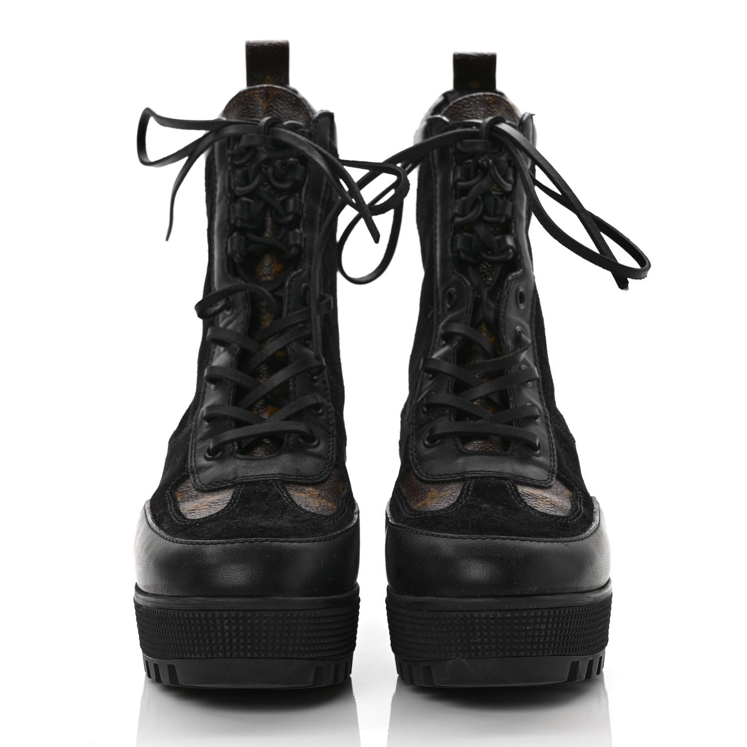 Louis Vuitton Suede Calfskin Monogram Laureate Platform Desert Boots 37 Black 2 of 8