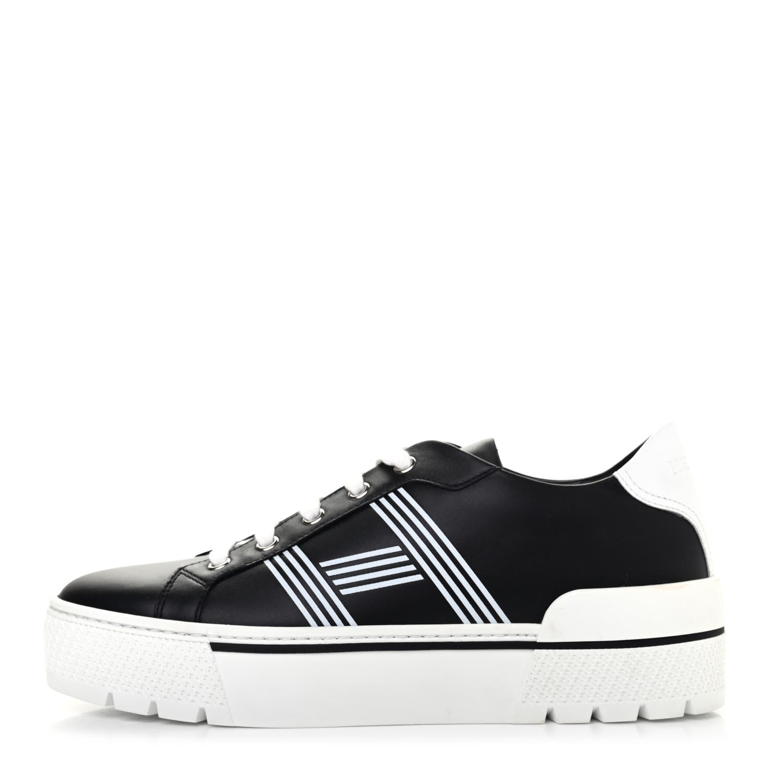 Hermes Calfskin Womens Dare Sneakers 38 Black White 1 of 4