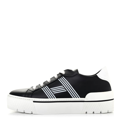 Hermes Calfskin Womens Dare Sneakers 38 Black White 1 of 4