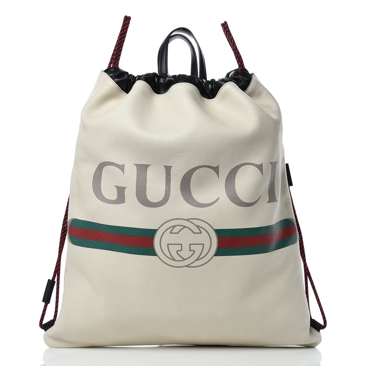 Calfskin Logo Drawstring Backpack Mystic White