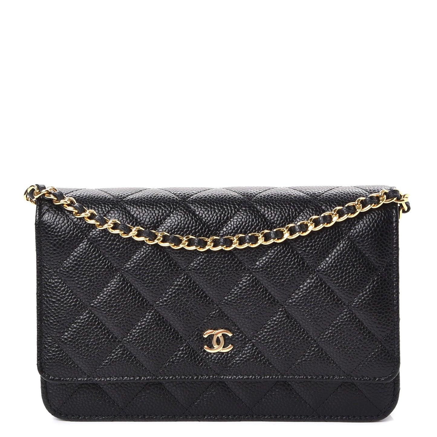 Caviar Quilted Wallet On Chain WOC Black