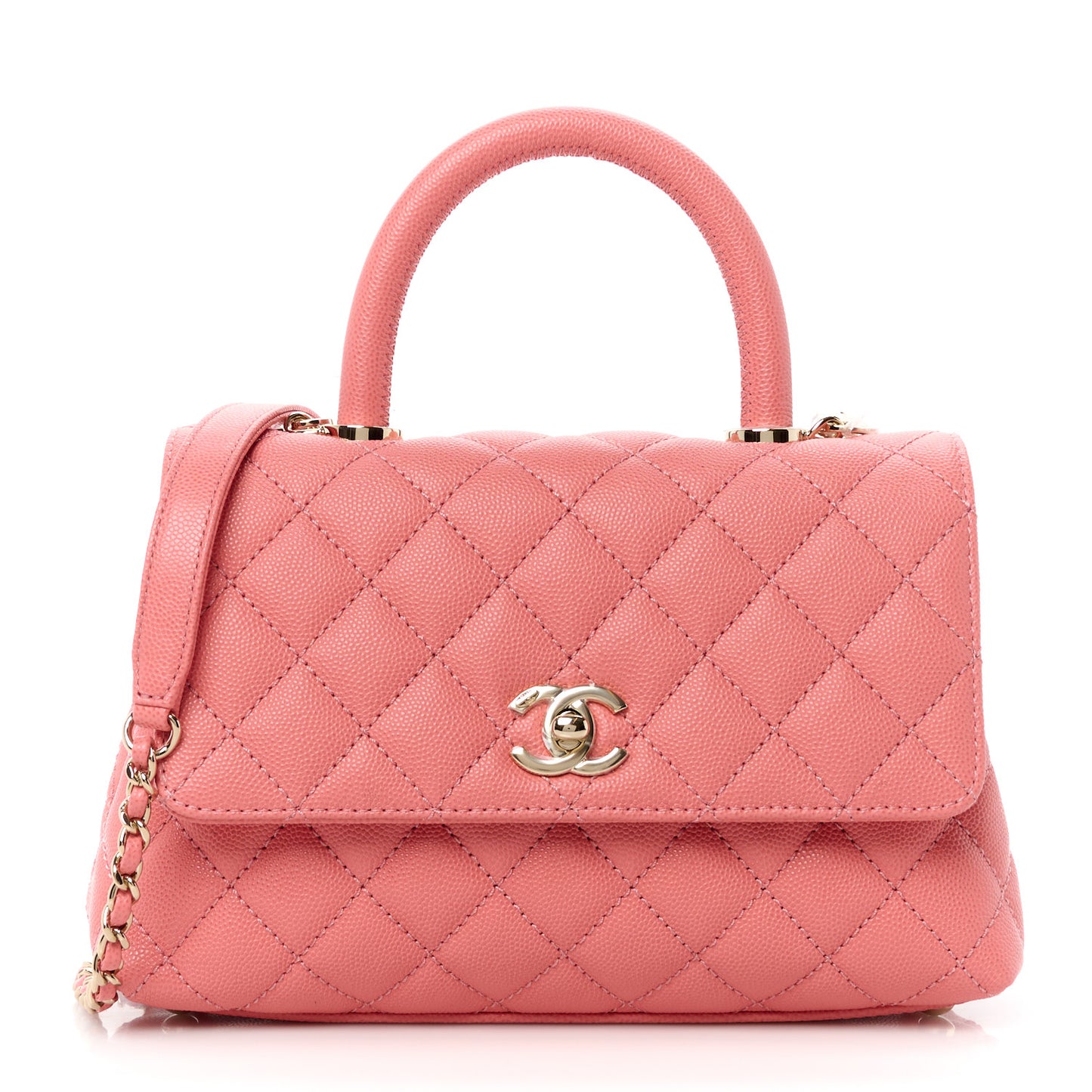 Caviar Quilted Mini Coco Handle Flap Pink