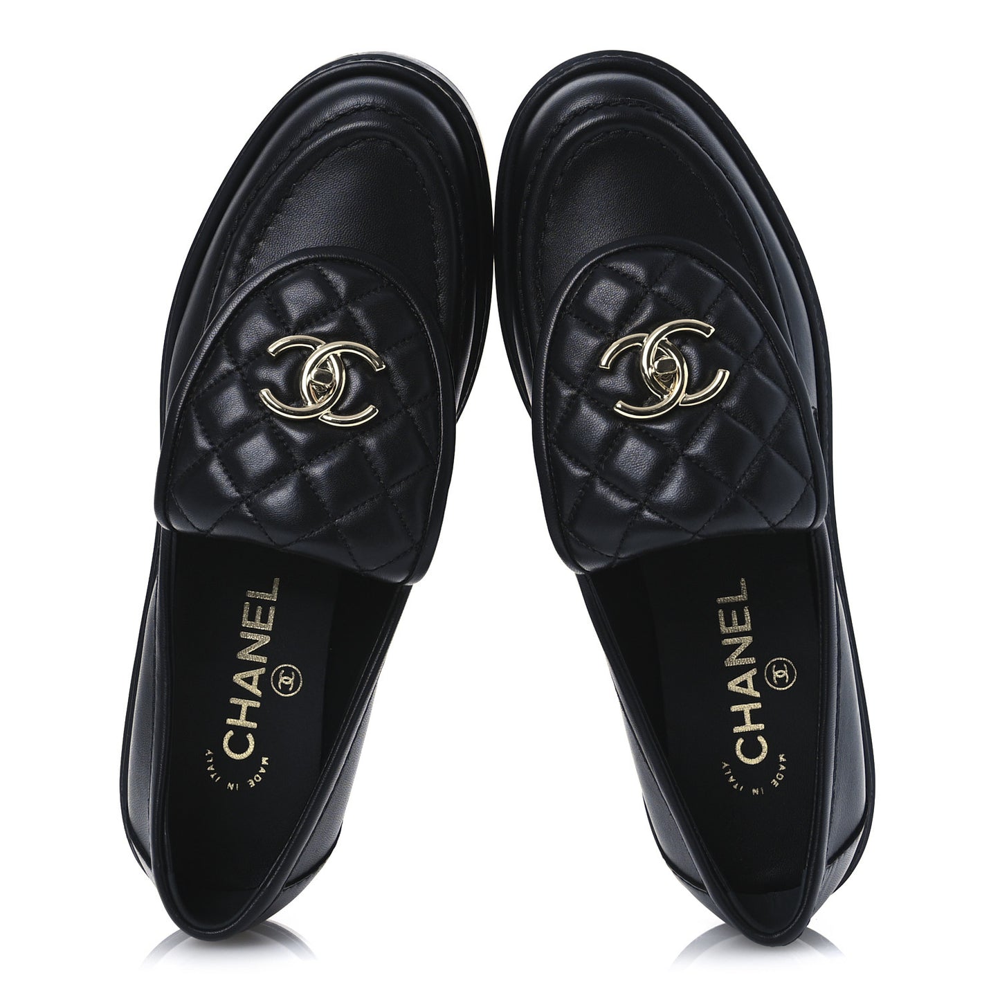 Lambskin Quilted CC Turnlock Loafers 38 Black