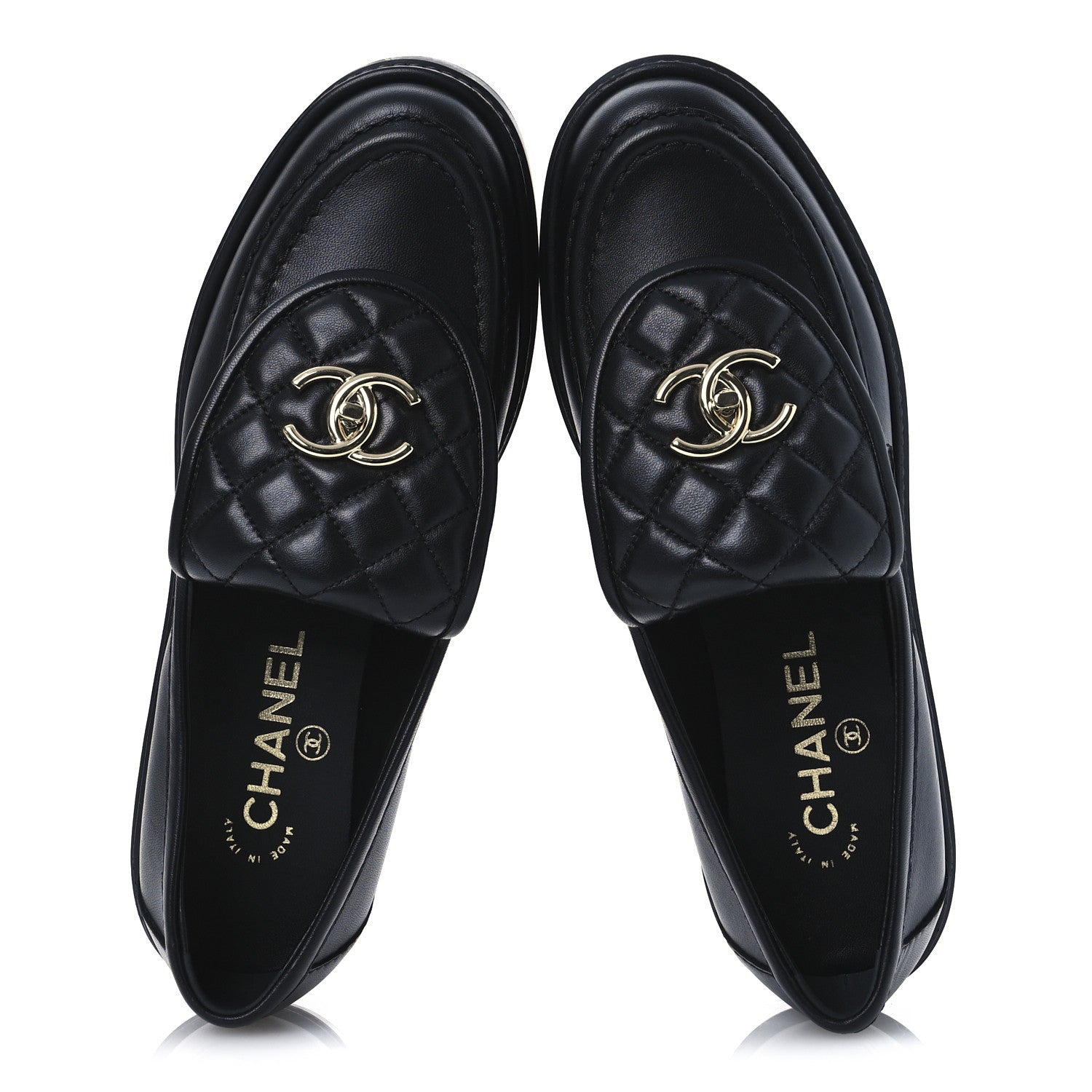 Chanel Lambskin Quilted CC Turnlock Loafers 38 Black 2 of 11