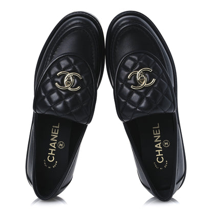 Chanel Lambskin Quilted CC Turnlock Loafers 38 Black 2 of 11