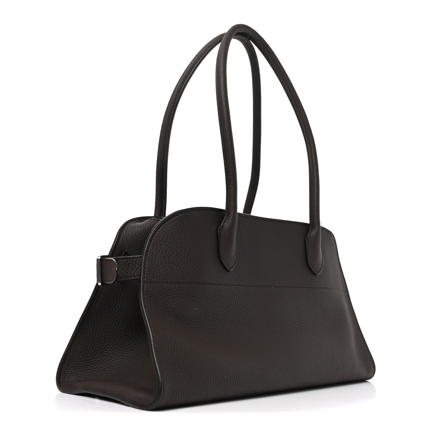 Matte Grained Calfskin Margaux Shoulder 12 Deep Brown