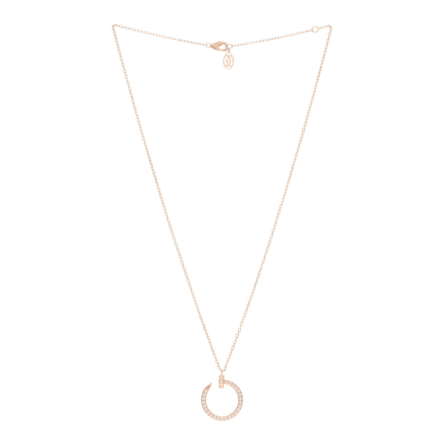 18K Pink Gold Diamond Juste Un Clou Paved Pendant Necklace