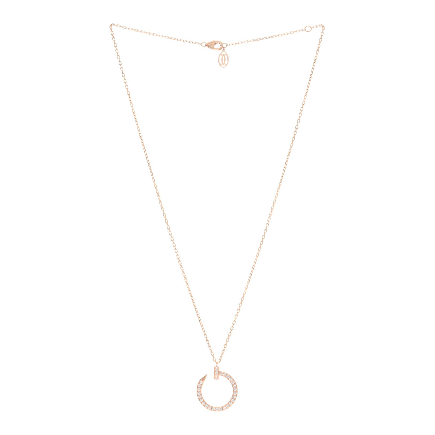 Cartier 18K Pink Gold Diamond Juste Un Clou Paved Pendant Necklace 2 of 4
