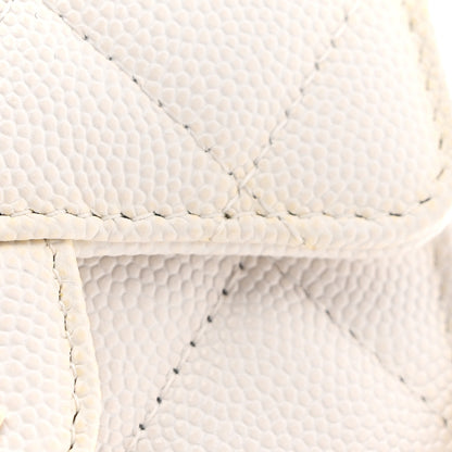 Chanel Caviar Quilted Flap Card Holder On Chain White 11 of 11