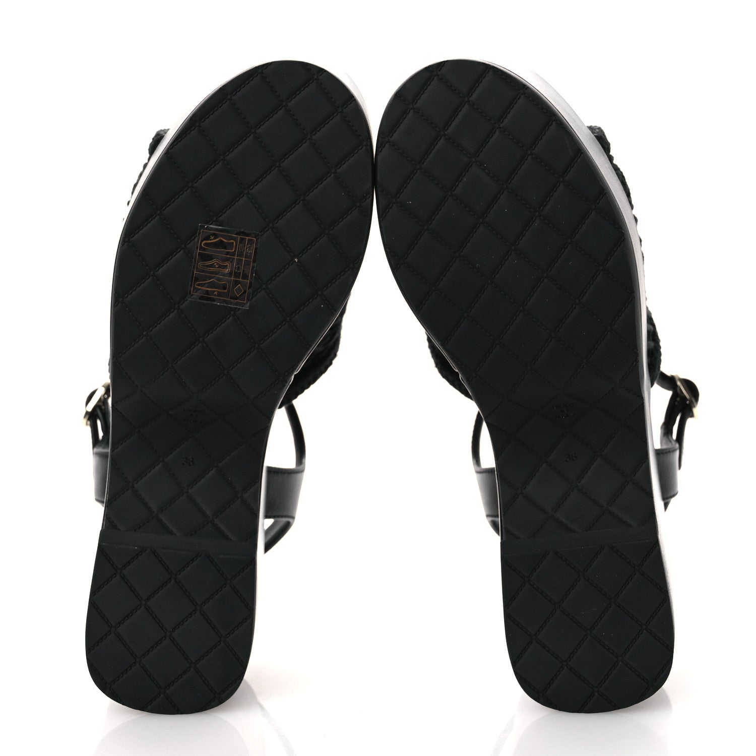 Chanel Fabric Calfskin CC Platform Sandals 36 Black 7 of 12