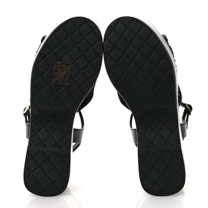 Chanel Fabric Calfskin CC Platform Sandals 36 Black 7 of 12