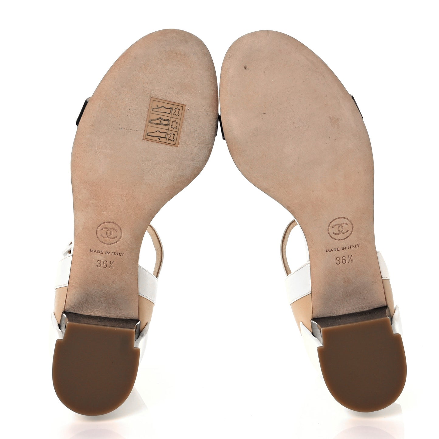 Lambskin CC Sandals 36.5 Ivory Black