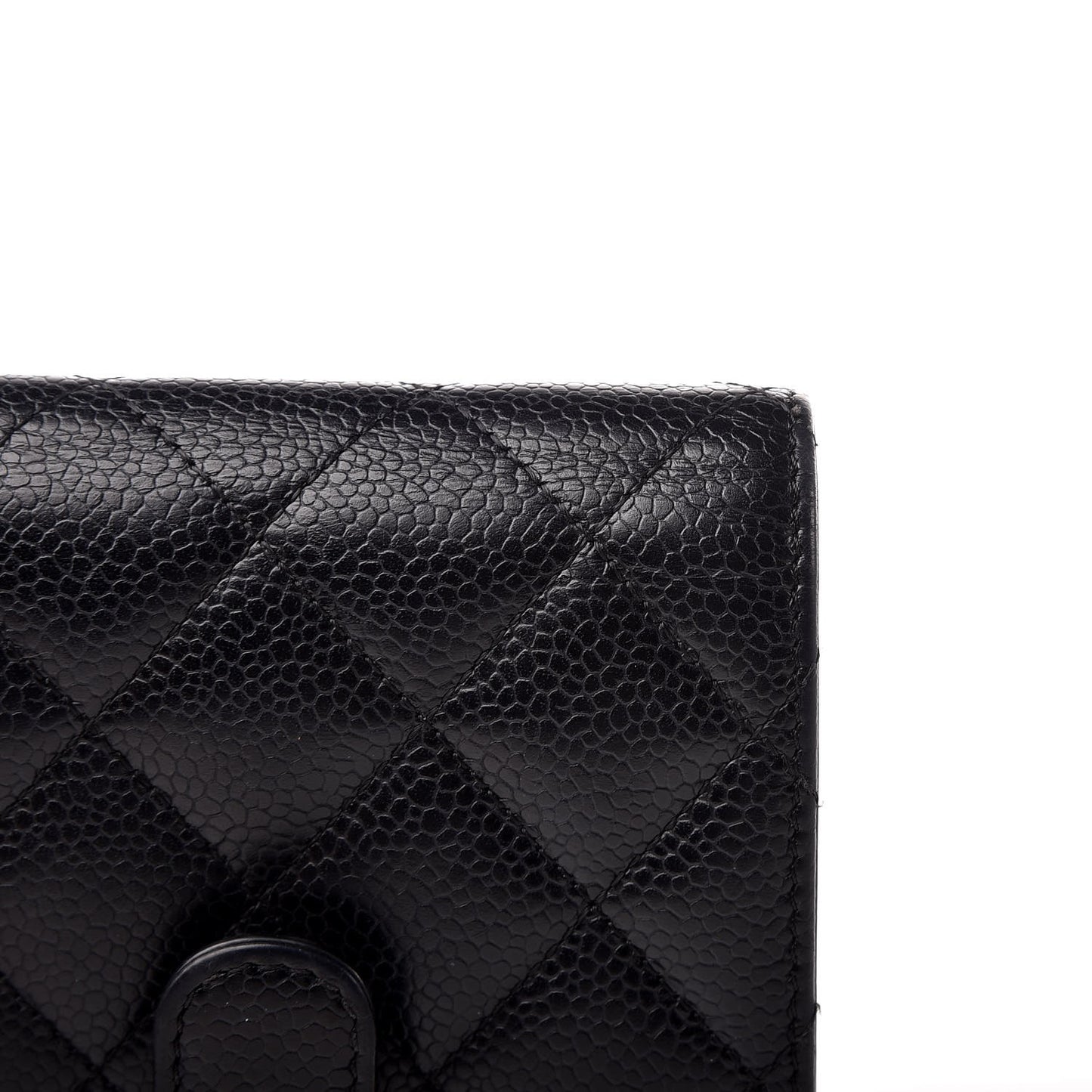Caviar Quilted Compact French Flap Wallet Black