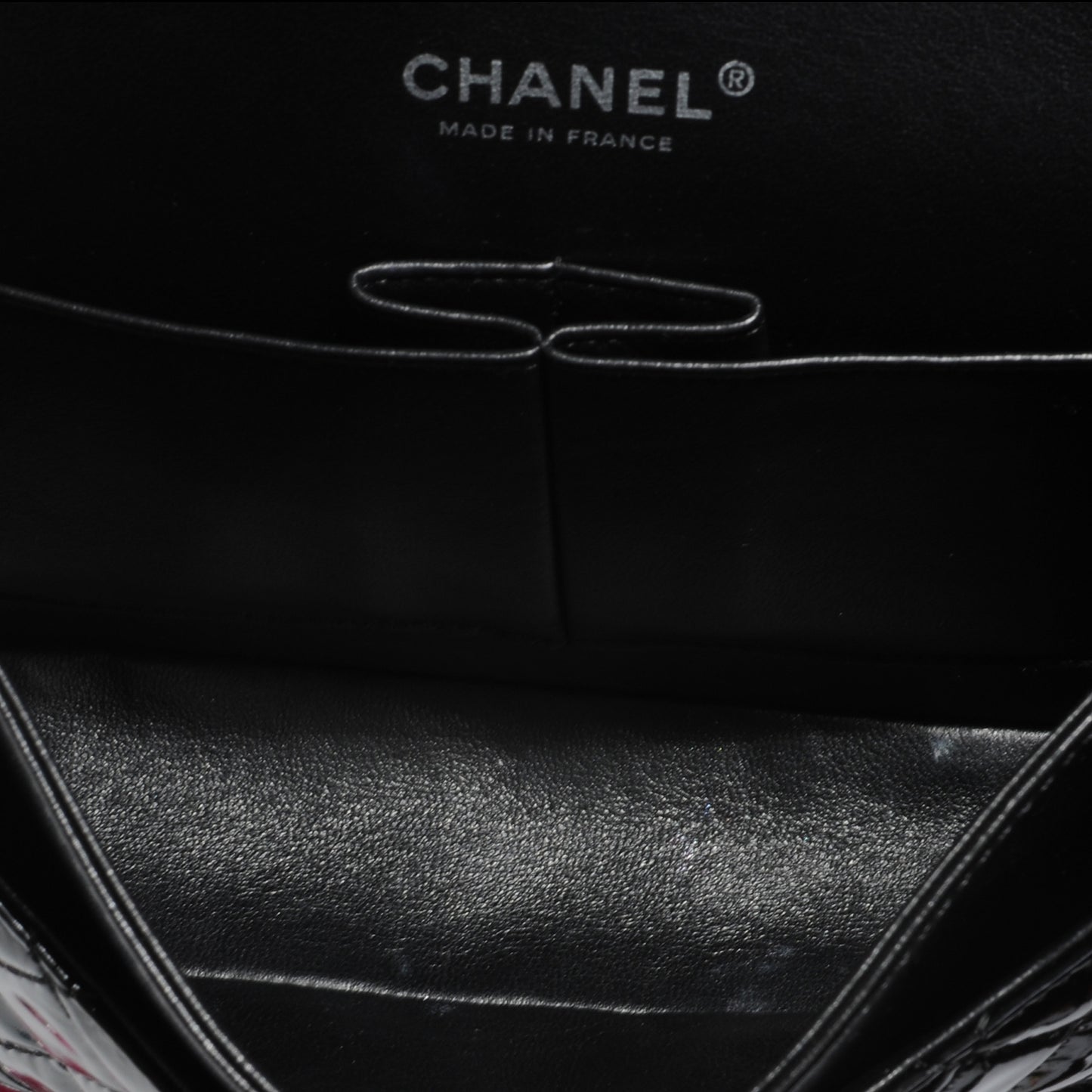 Patent Medium Double Flap Black