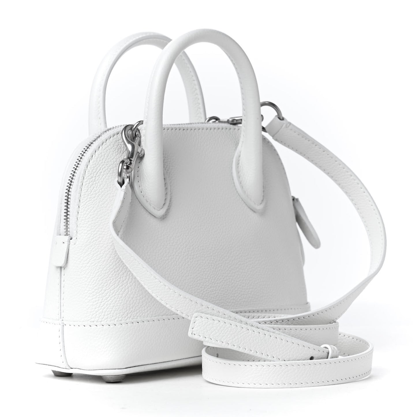 Grained Calfskin XXS Ville Top Handle Bag White Black